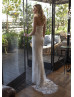 Beaded Dreamy Sheer Sleeves Wedding Dress